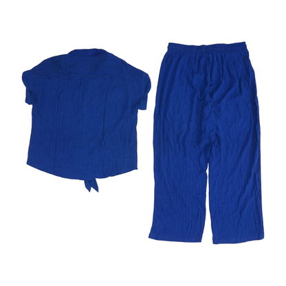 Blue Solid Pant Set