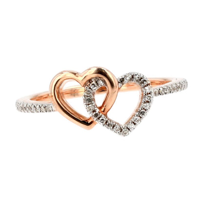 .16 ct 14K Rose Gold Double Heart Diamond Band