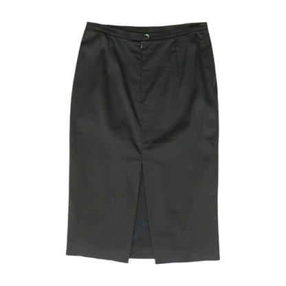 Vintage Black Solid Midi Skirt