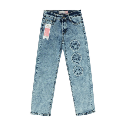 Blue Solid Straight Jeans