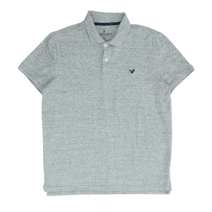 Gray Solid Short Sleeve Polo