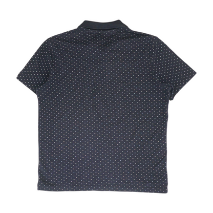 Navy Print Short Sleeve Polo