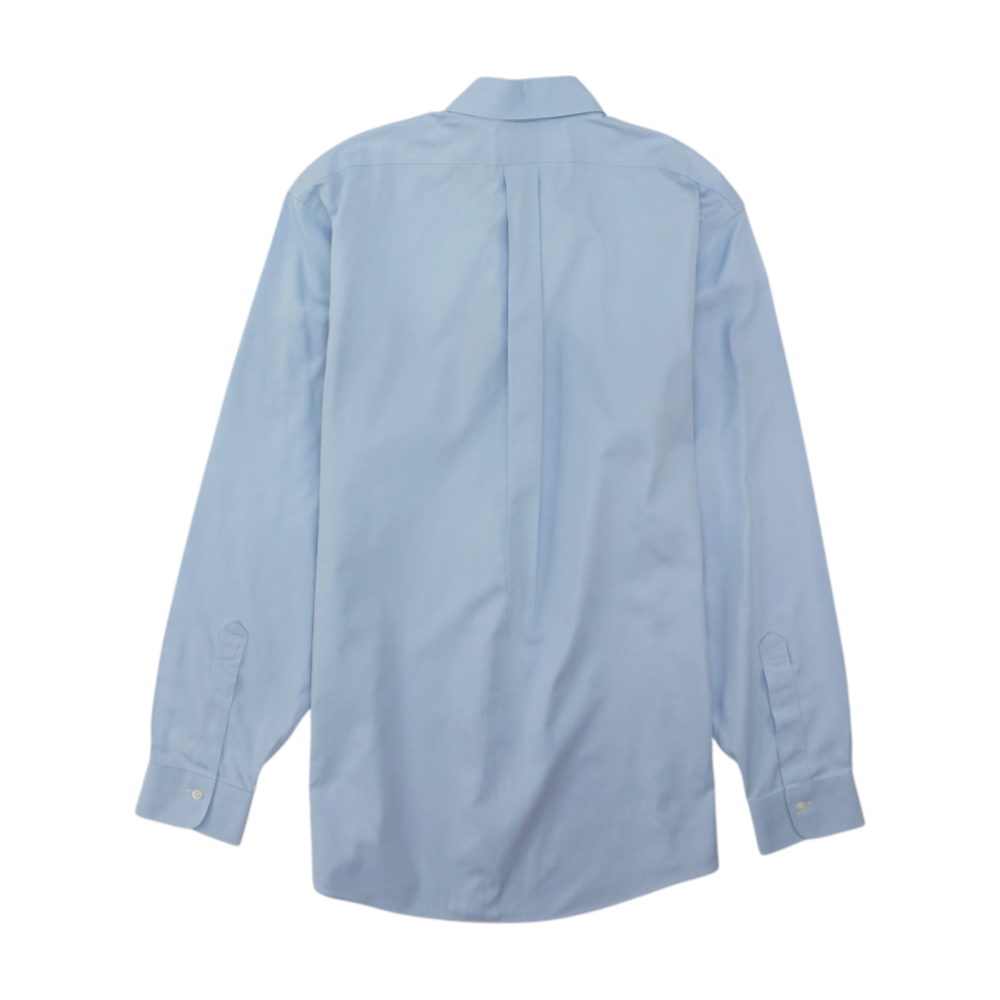 Blue Solid Long Sleeve Button Down