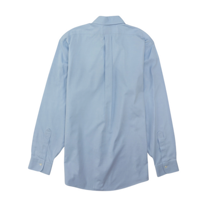 Blue Solid Long Sleeve Button Down