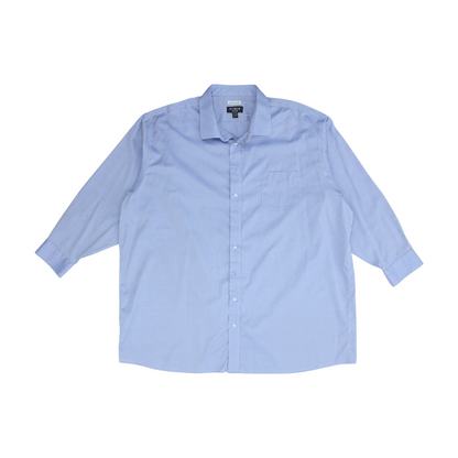 Blue Solid Long Sleeve Button Down