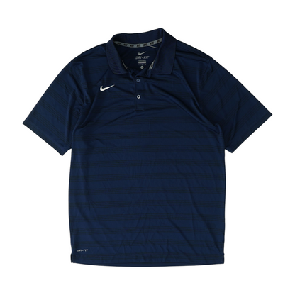 Navy Striped Short Sleeve Polo