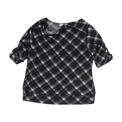 Black Plus Plaid Cowl Neck Sweater