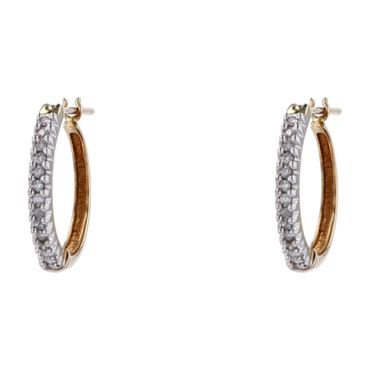 3/8 ctw 10K Two-Tone Gold Diamond Hoop Earrings