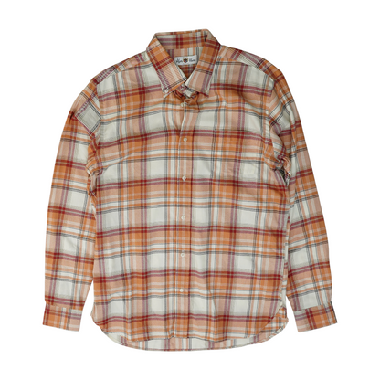 Orange Plaid Flannel Button Down