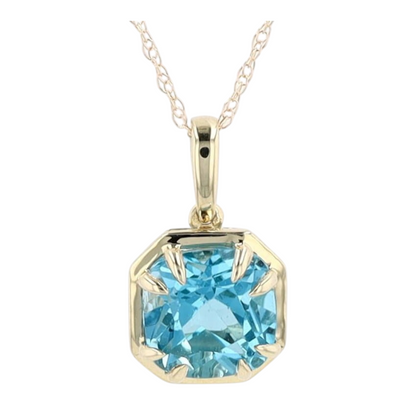 2 ctw 10K Yellow Gold Blue Topaz Pendant Necklace