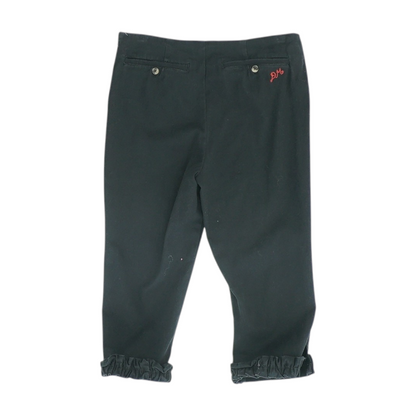 Black Solid Chino Capris