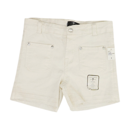 Beige Solid Denim Shorts