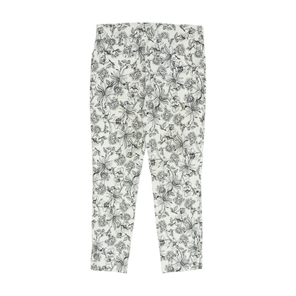 White Floral Tapered Pants