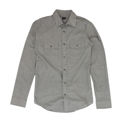 Gray Solid Long Sleeve Button Down