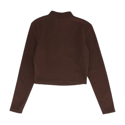 Brown Solid 1/4 Zip Pullover