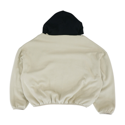 Beige Solid Hoodie Pullover