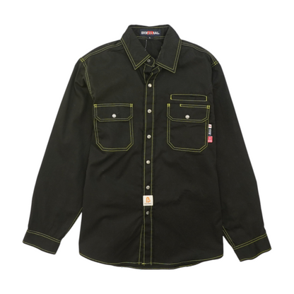 Black Solid Long Sleeve Button Down