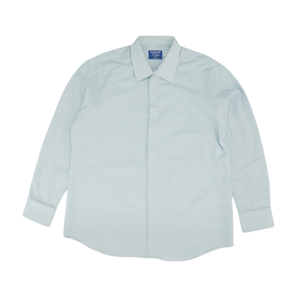 Haggar White Check Long Sleeve Button Down – Image 1