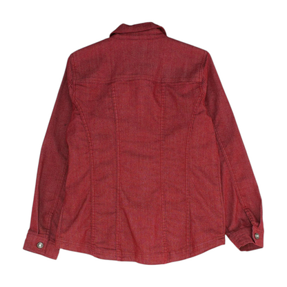 Red Solid Denim Jacket