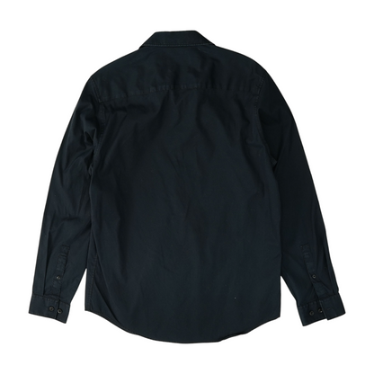 Black Solid Long Sleeve Button Down