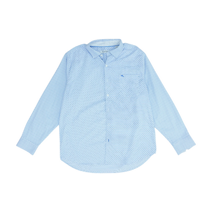 Blue Abstract Long Sleeve Button Down