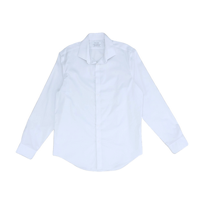 White Solid Long Sleeve Button Down