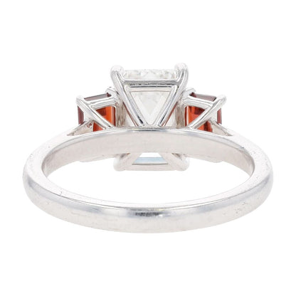 1 3/4 Ct 14K White Gold Lab Grown Diamond With Garnet Accents Engagement Ring
