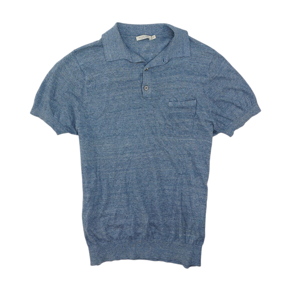Blue Solid Short Sleeve Polo