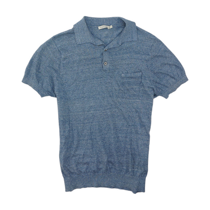 Blue Solid Short Sleeve Polo