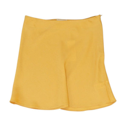 Orange Solid Midi Skirt