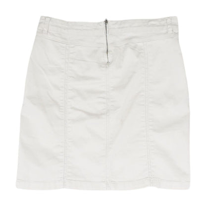 White Solid Midi Skirt