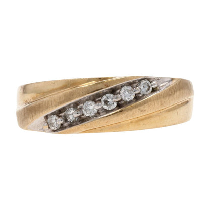 1/4 Ct 10K Gold Diagonal Set Round Diamond Band