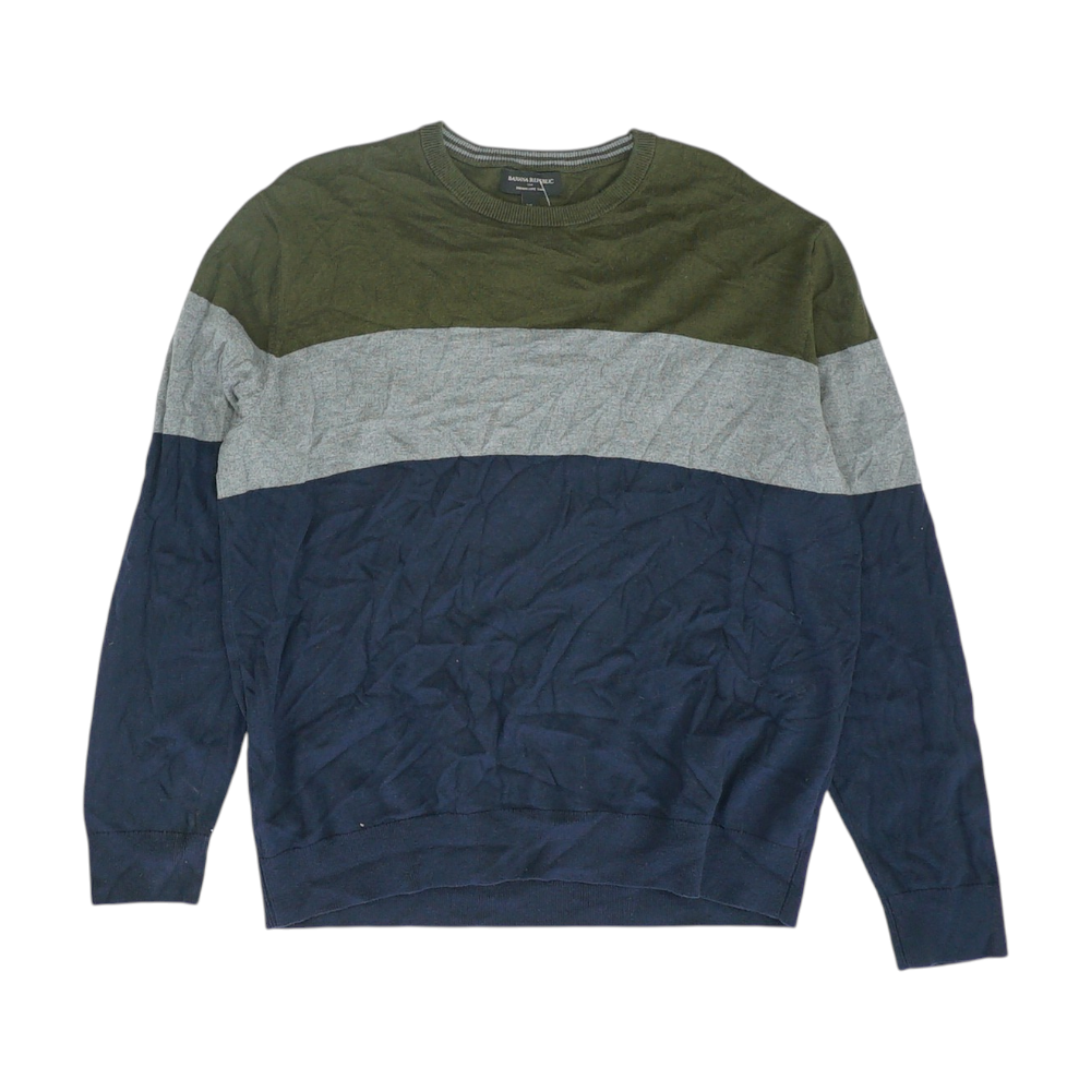 Navy Color Block Pullover Sweater