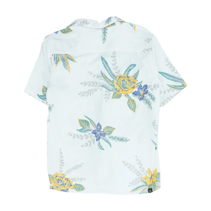 White Floral Short Sleeve Button Down