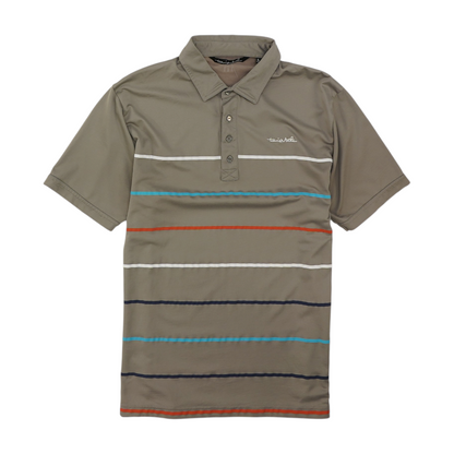 Gray Striped Short Sleeve Polo