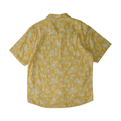Yellow Print Short Sleeve Button Down