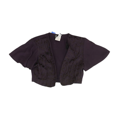 Vintage Purple Solid Short Sleeve Cropped Cardigan Sweater
