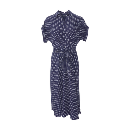 Navy Polka Dot Midi Dress