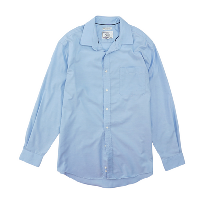 Blue Solid Long Sleeve Button Down