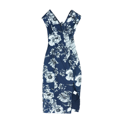 Navy Floral Midi Dress