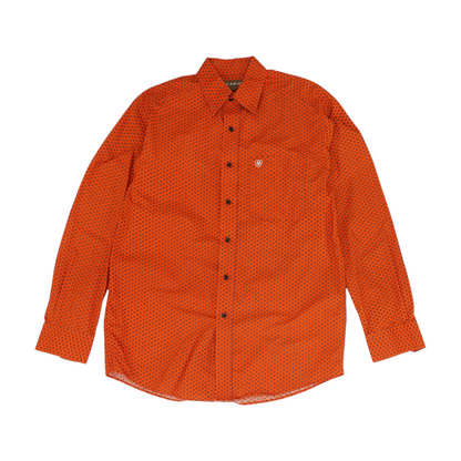 Orange Abstract Long Sleeve Button Down