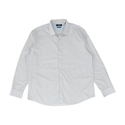 White Print Long Sleeve Button Down