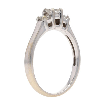 1/5 Ct 14K White Gold Triple Square Diamond Engagement Ring