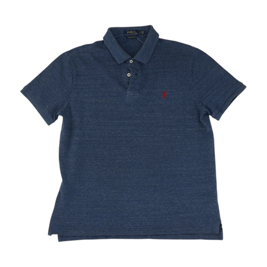 Blue Solid Short Sleeve Polo