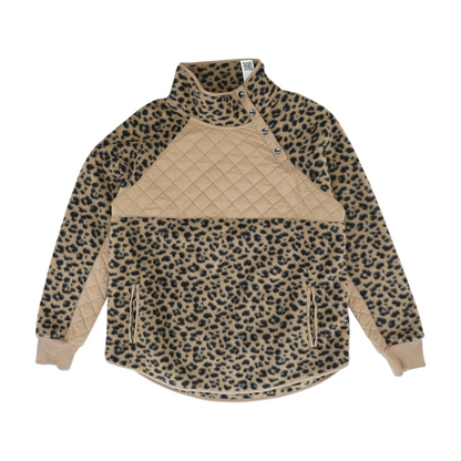 Brown Animal Print Fleece Pullover