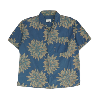 Blue Floral Short Sleeve Button Down
