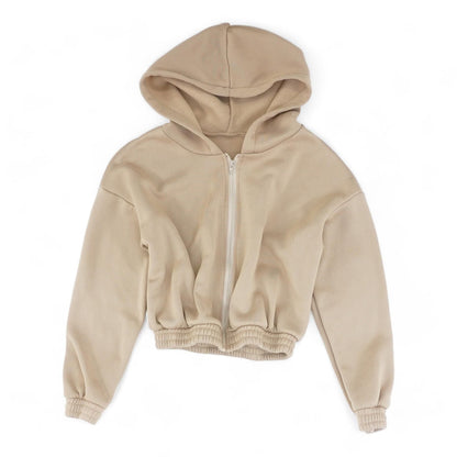 Beige Solid Lightweight Cropped Jacket