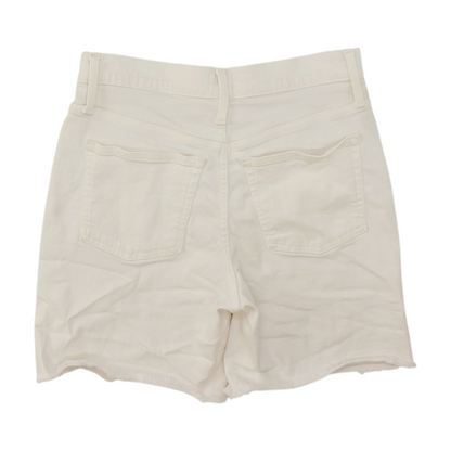 White Solid Denim Shorts