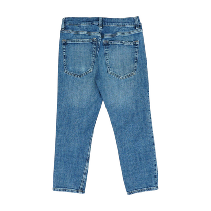 Blue Solid Denim Capris