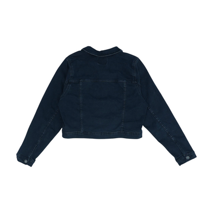 Black Solid Denim Jacket